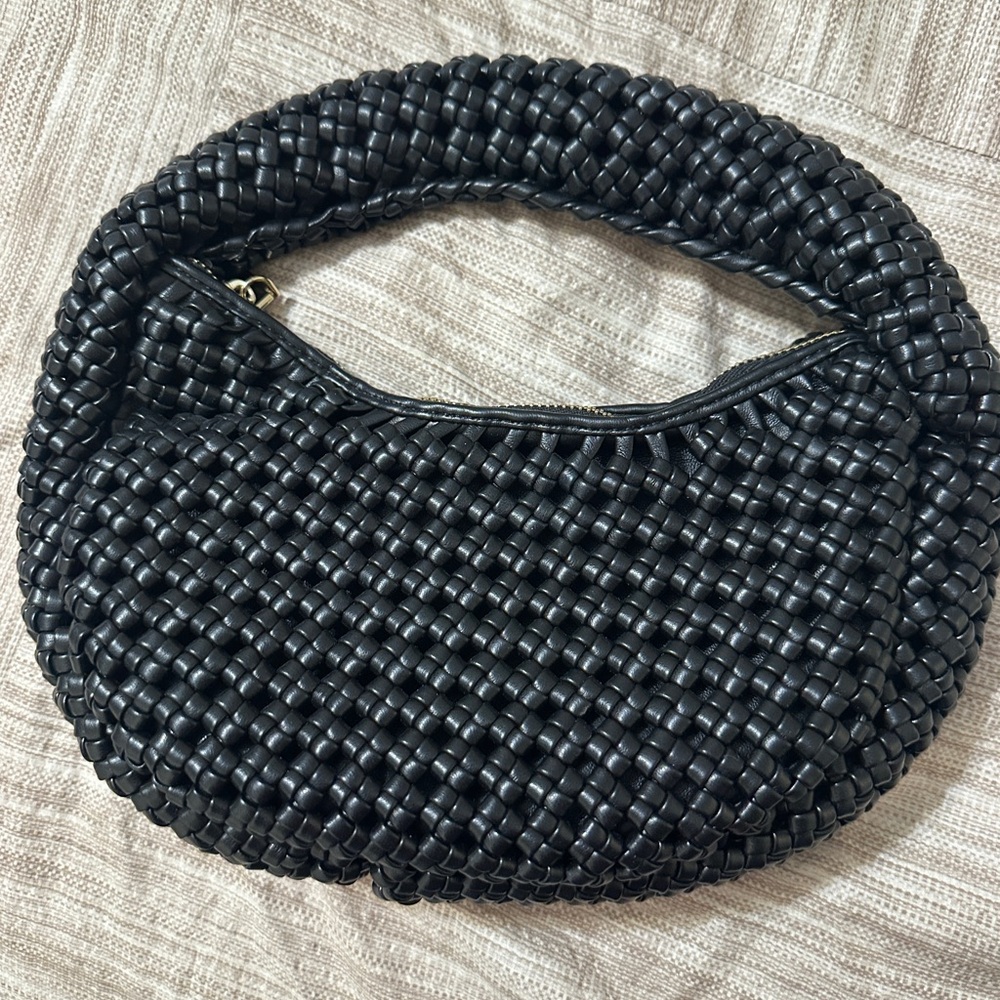 Sincerely Jules | Black Woven Hobo Bag - Women's Shoulder Purse